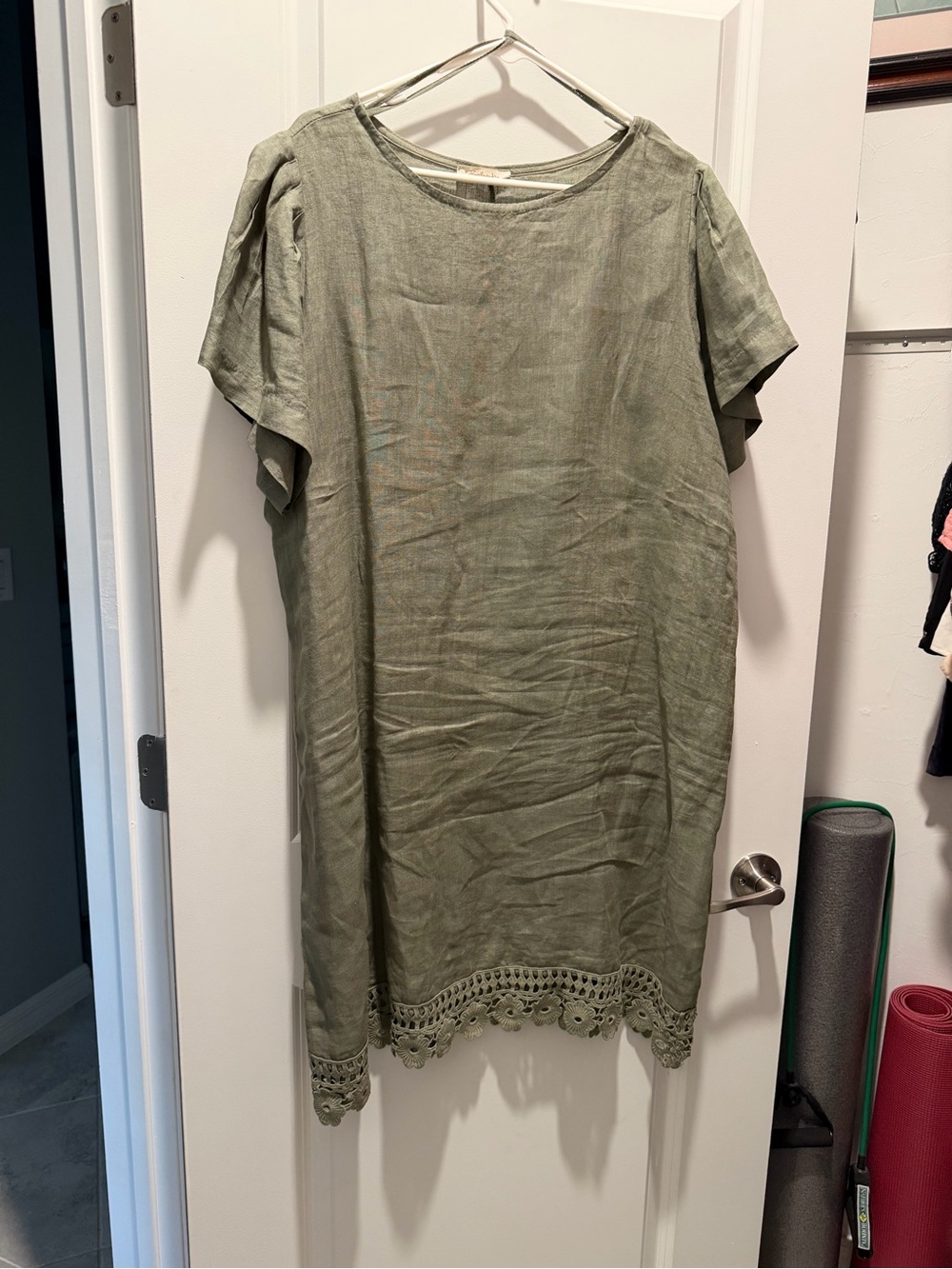 Olive Green Lace-Hem Women's Dress